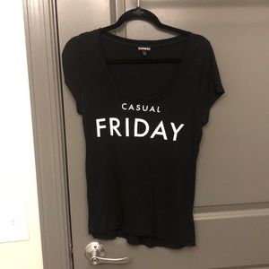 “Casual Friday” Express swoop neck t-shirt